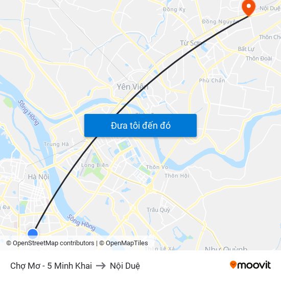 Chợ Mơ - 5 Minh Khai to Nội Duệ map