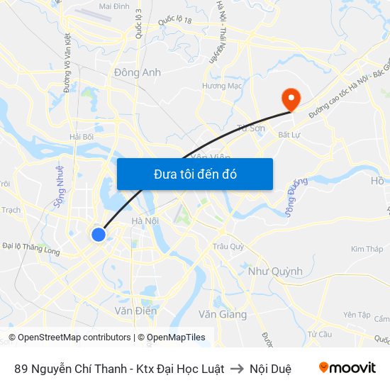 89 Nguyễn Chí Thanh - Ktx Đại Học Luật to Nội Duệ map