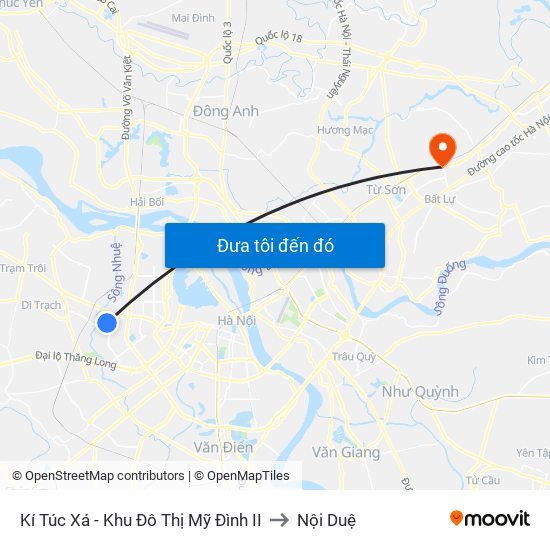 Kí Túc Xá - Khu Đô Thị Mỹ Đình II to Nội Duệ map