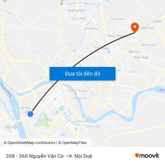 358 - 360 Nguyễn Văn Cừ to Nội Duệ map