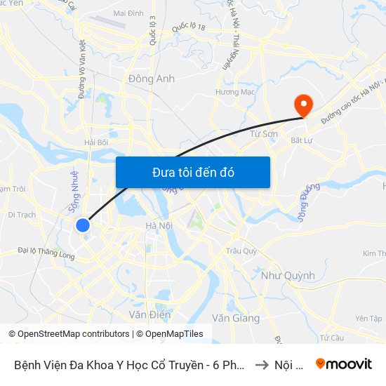 Bệnh Viện Đa Khoa Y Học Cổ Truyền - 6 Phạm Hùng to Nội Duệ map