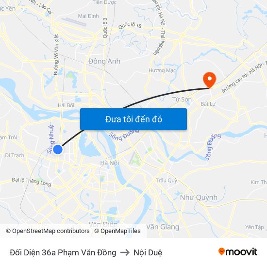 Đối Diện 36a Phạm Văn Đồng to Nội Duệ map