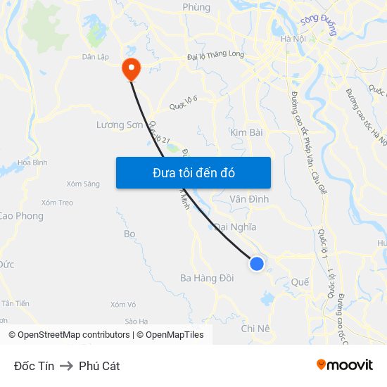 Đốc Tín to Phú Cát map