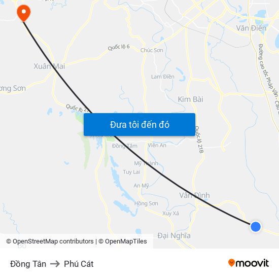 Đồng Tân to Phú Cát map