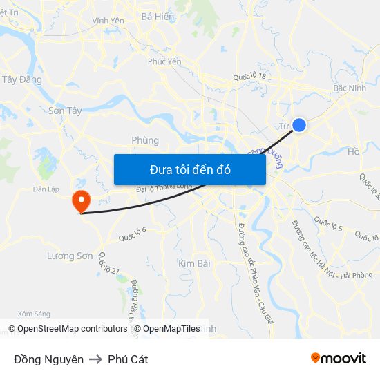Đồng Nguyên to Phú Cát map
