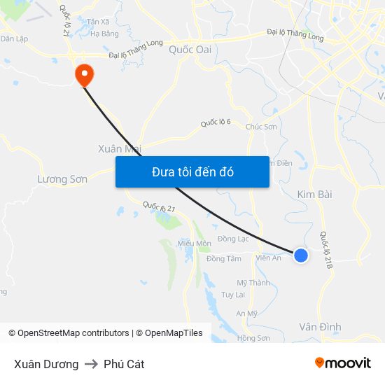 Xuân Dương to Phú Cát map