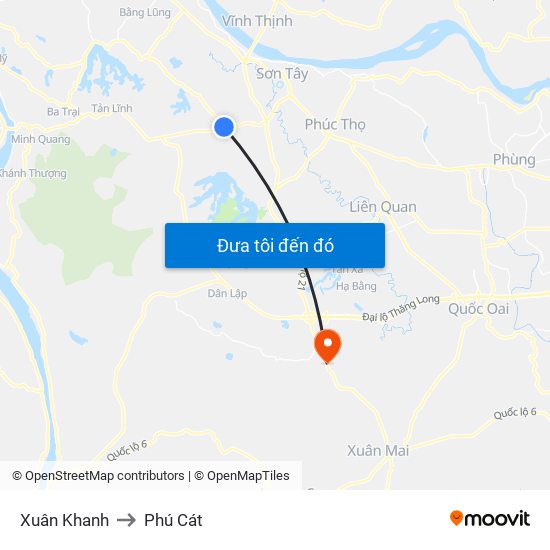 Xuân Khanh to Phú Cát map