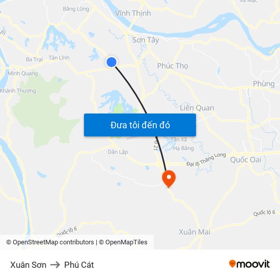 Xuân Sơn to Phú Cát map