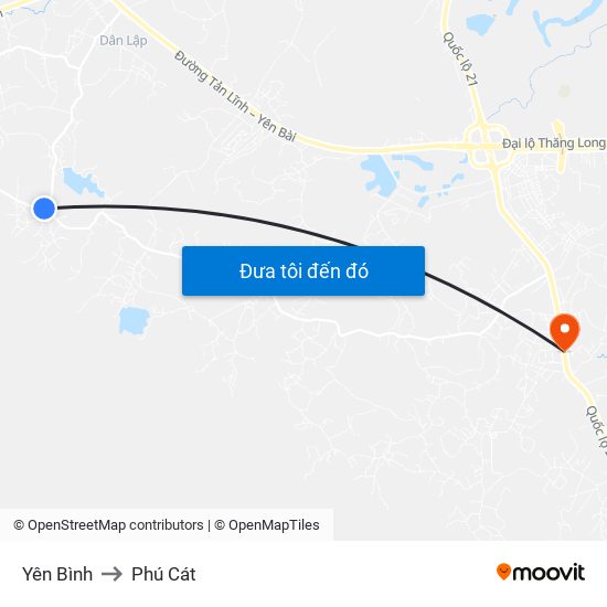 Yên Bình to Phú Cát map