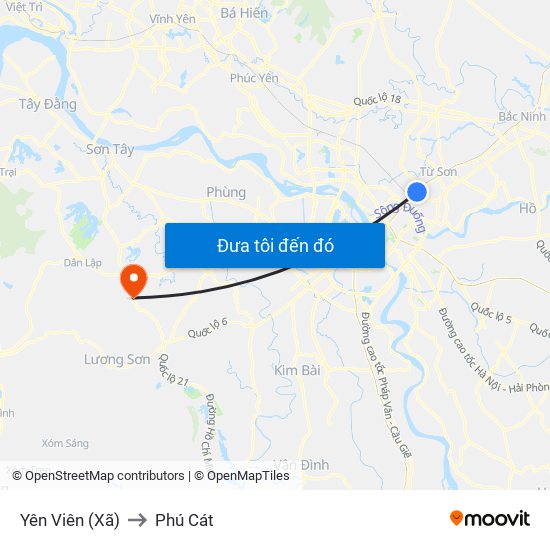 Yên Viên (Xã) to Phú Cát map