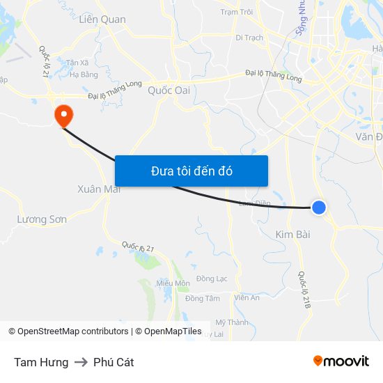 Tam Hưng to Phú Cát map