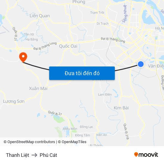 Thanh Liệt to Phú Cát map