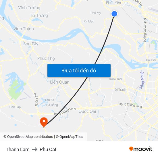 Thanh Lâm to Phú Cát map