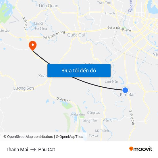 Thanh Mai to Phú Cát map