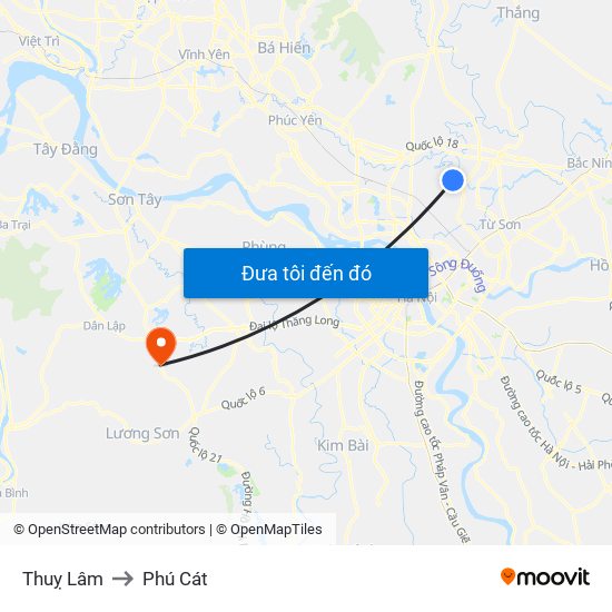 Thuỵ Lâm to Phú Cát map