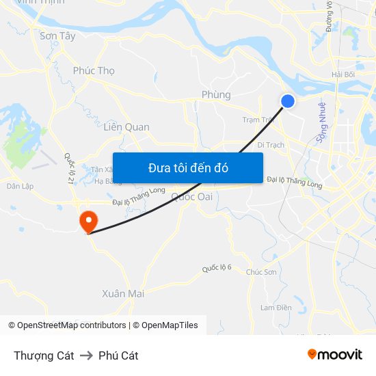 Thượng Cát to Phú Cát map