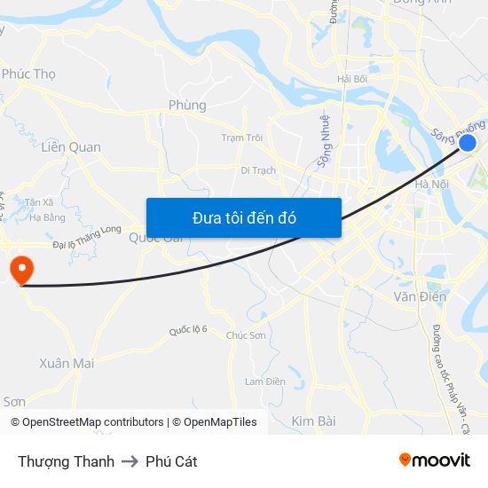 Thượng Thanh to Phú Cát map