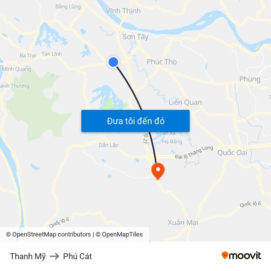 Thanh Mỹ to Phú Cát map