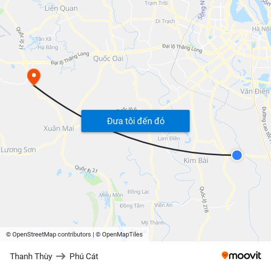 Thanh Thùy to Phú Cát map
