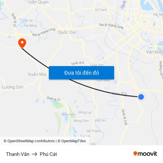 Thanh Văn to Phú Cát map