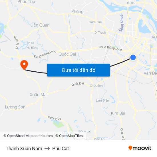 Thanh Xuân Nam to Phú Cát map