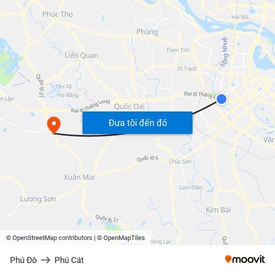 Phú Đô to Phú Cát map