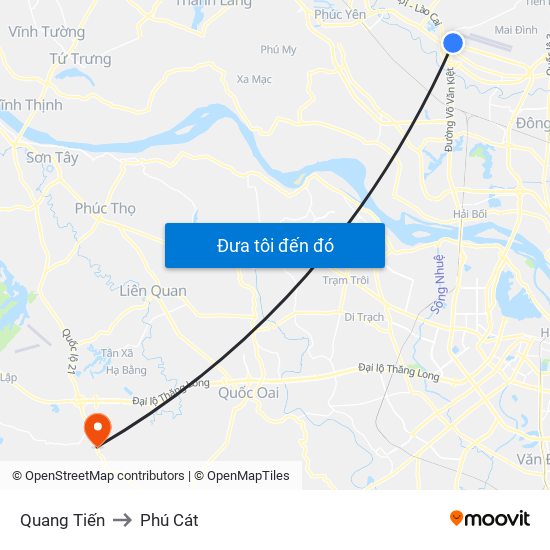 Quang Tiến to Phú Cát map