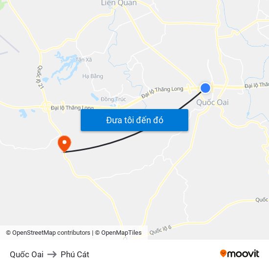 Quốc Oai to Phú Cát map