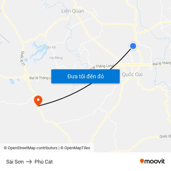 Sài Sơn to Phú Cát map