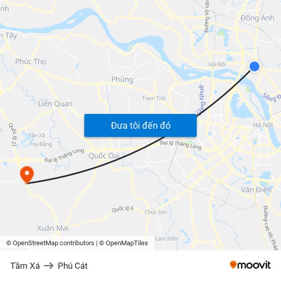 Tầm Xá to Phú Cát map