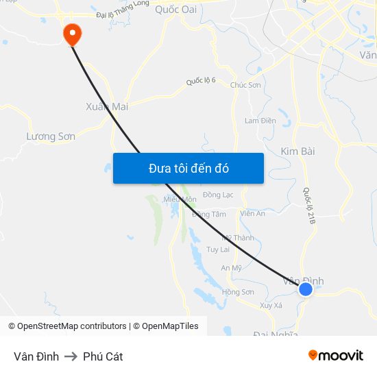 Vân Đình to Phú Cát map