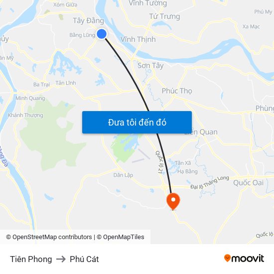 Tiên Phong to Phú Cát map