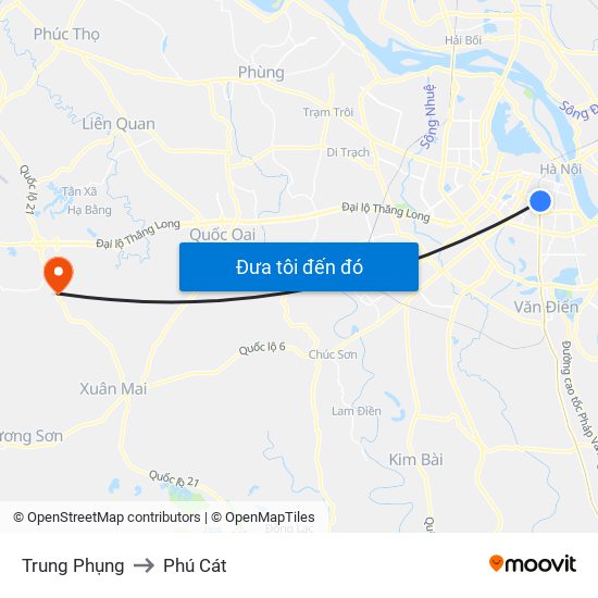 Trung Phụng to Phú Cát map