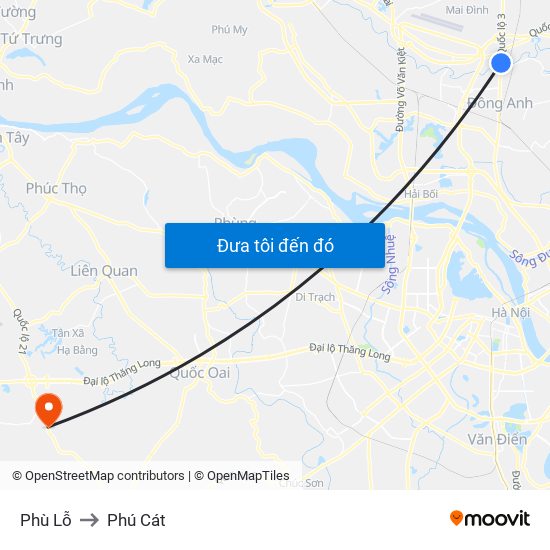 Phù Lỗ to Phú Cát map
