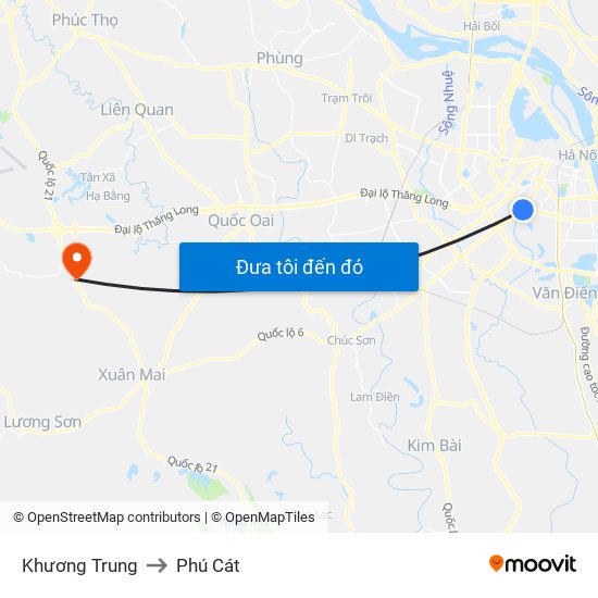 Khương Trung to Phú Cát map