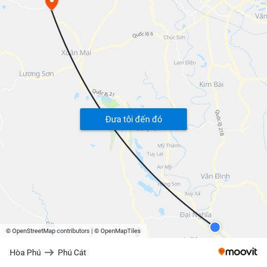 Hòa Phú to Phú Cát map