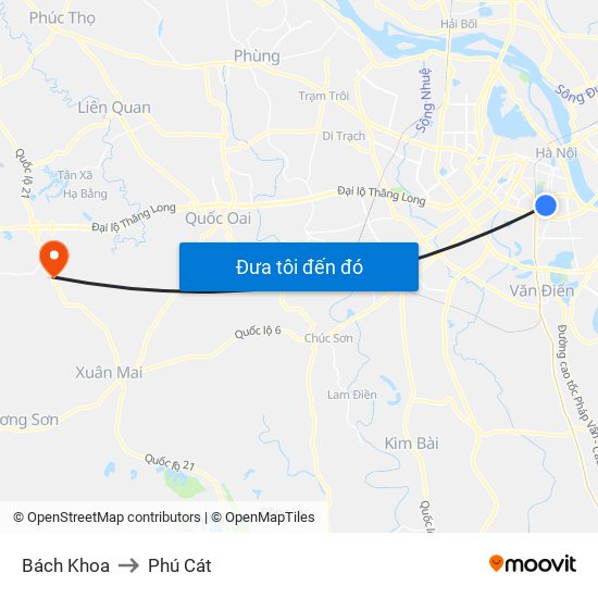 Bách Khoa to Phú Cát map