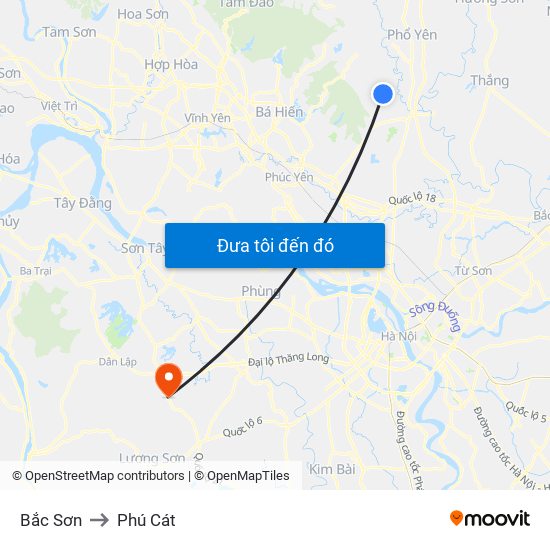 Bắc Sơn to Phú Cát map