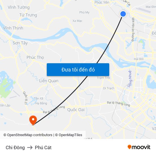 Chi Đông to Phú Cát map