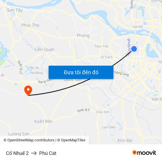 Cổ Nhuế 2 to Phú Cát map