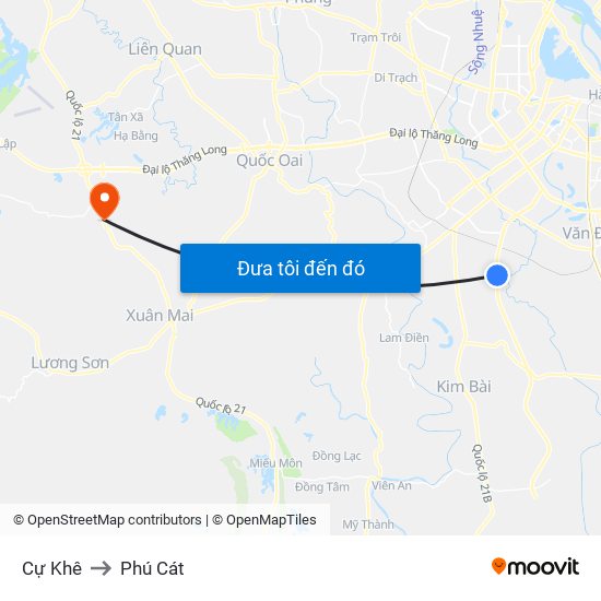 Cự Khê to Phú Cát map