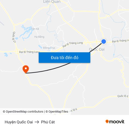 Huyện Quốc Oai to Phú Cát map