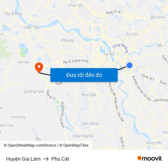 Huyện Gia Lâm to Phú Cát map