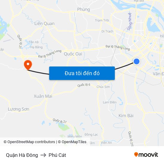 Quận Hà Đông to Phú Cát map