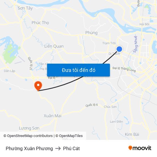 Phường Xuân Phương to Phú Cát map