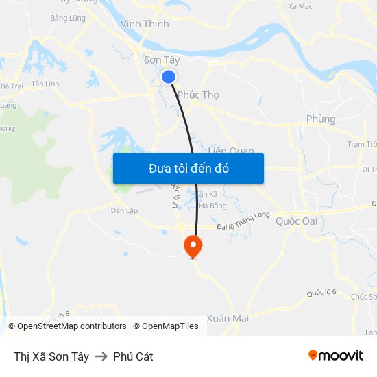 Thị Xã Sơn Tây to Phú Cát map