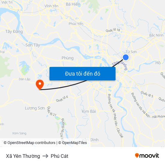 Xã Yên Thường to Phú Cát map