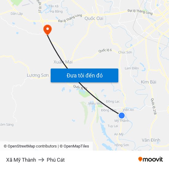 Xã Mỹ Thành to Phú Cát map