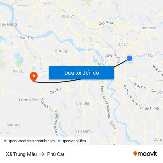 Xã Trung Mầu to Phú Cát map