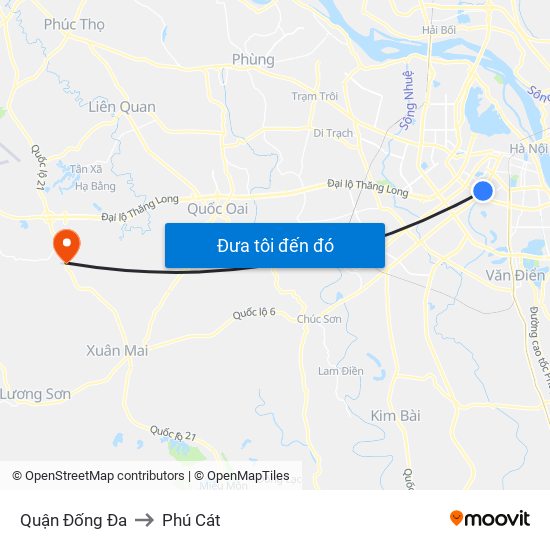 Quận Đống Đa to Phú Cát map